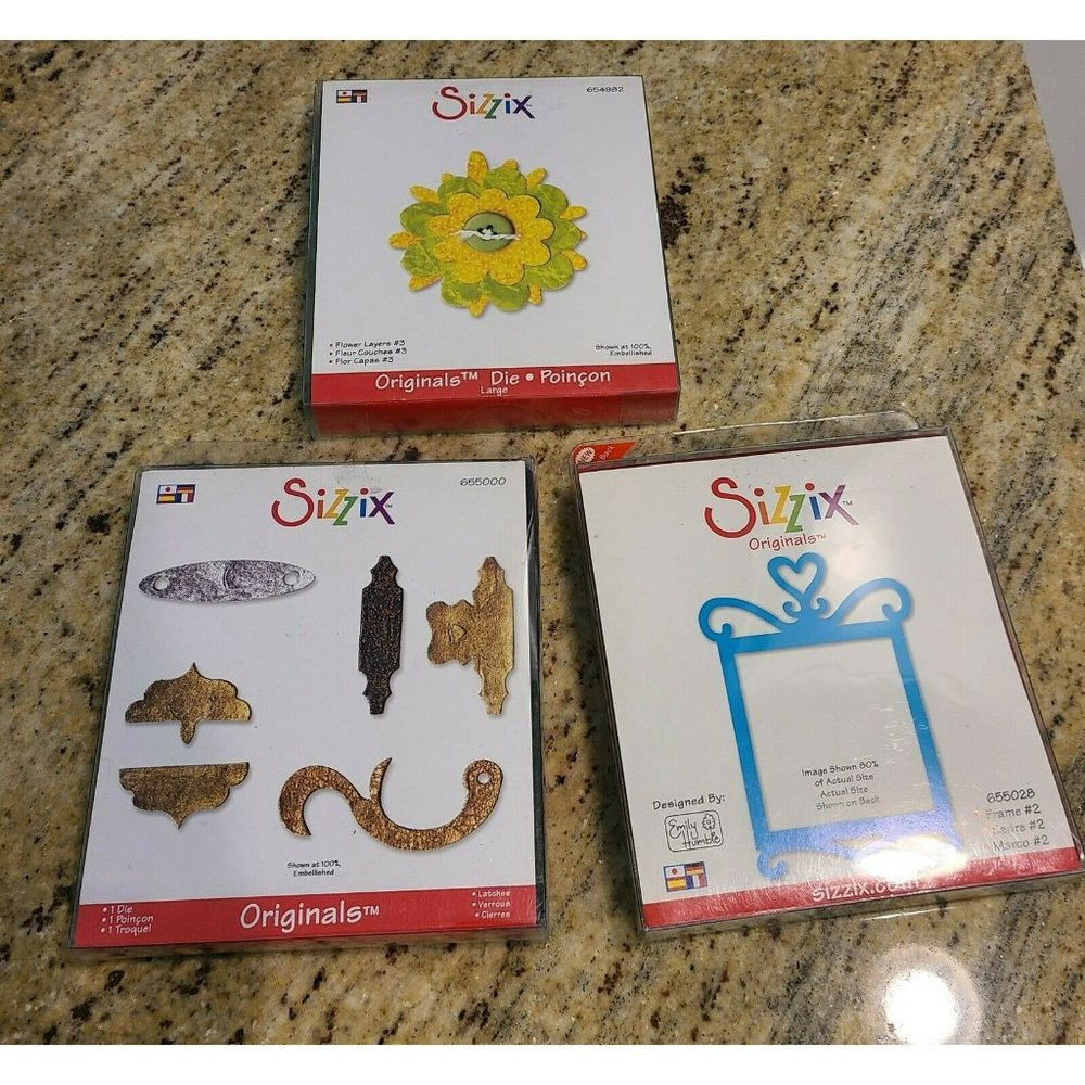 Sizzix Originals FLOWER LAYERS #3 &  Frame #2 & Latches. Set of 3